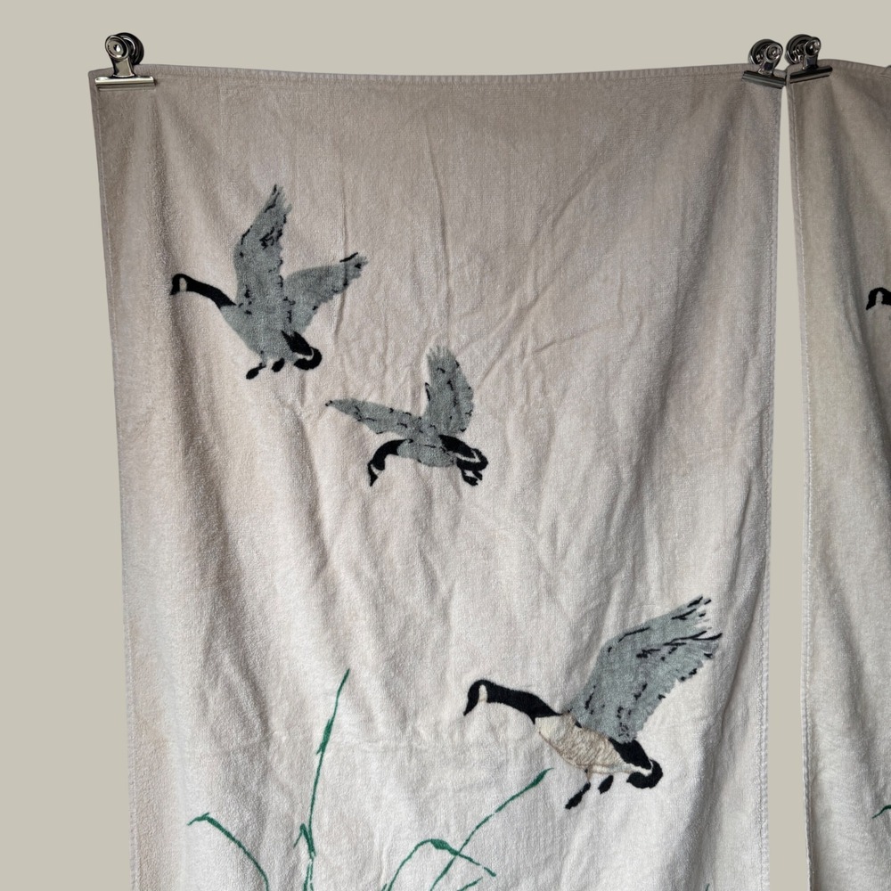 Vintage R.A. Briggs Canadian Geese Bath Towel Set 2 Cotton Made in USA Wildlife - Picture 4 of 8